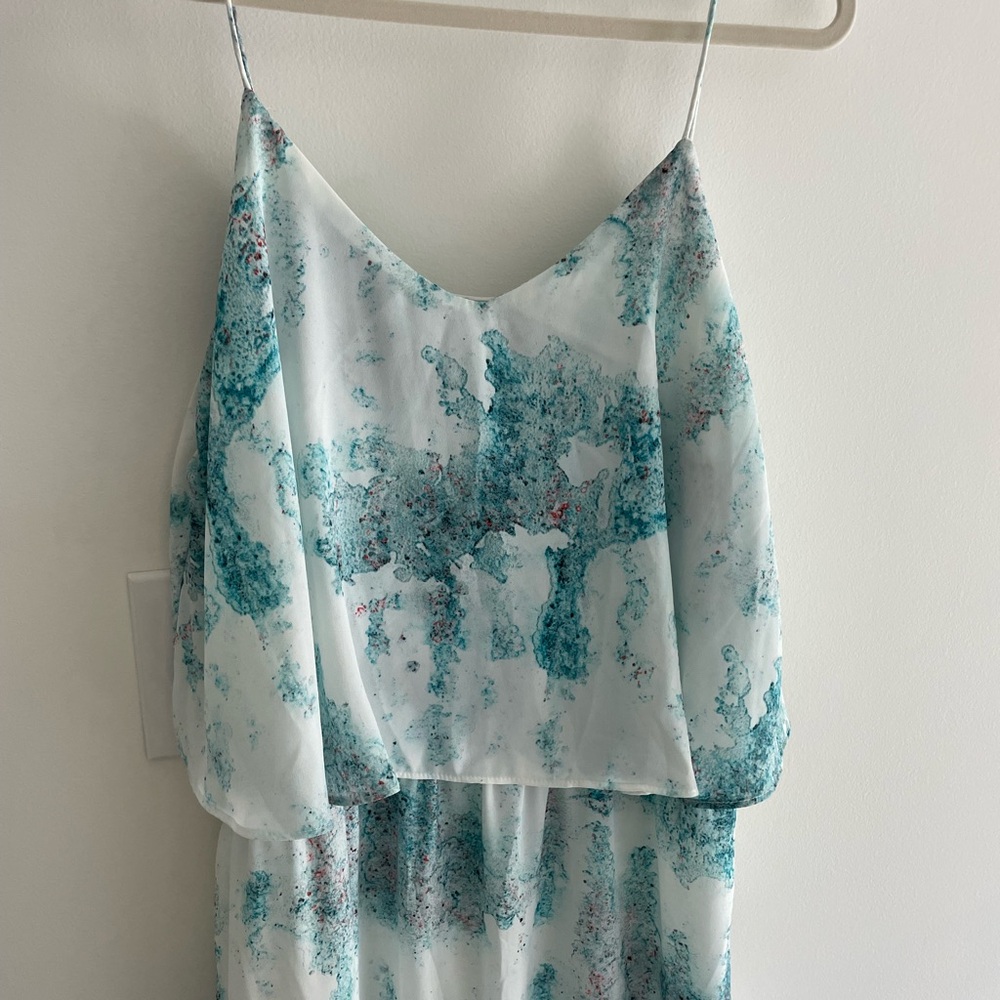 Mossimo Supply Co. Teal and White Maxi Dress